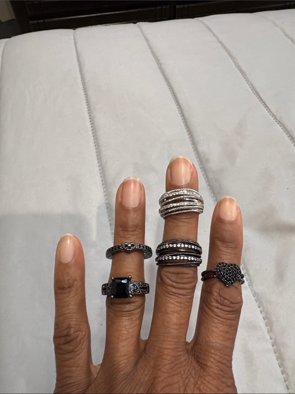 Silver and Black Rings - Women Jewelry